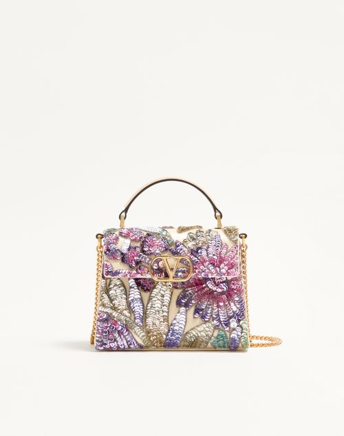 Valentino Garavani - Valentino Garavani Vsling Embroidered Mini Handbag - Multicolor/butter - Woman - Top Handle Bags